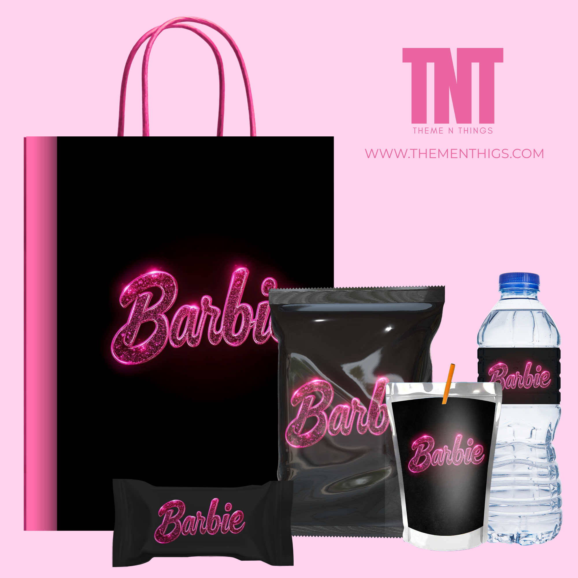 Barbie All Black/Pink Favor Bag