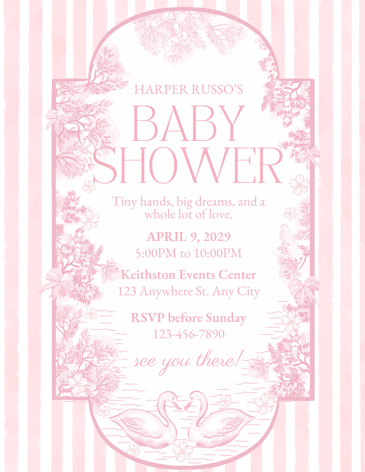 Elegant Pink & White Invitation