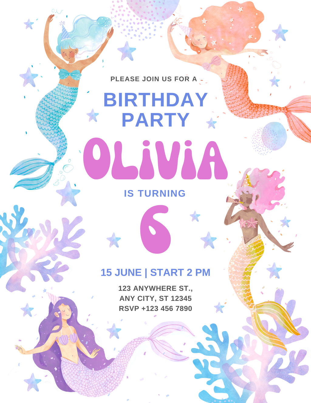 Mermaid Digital Invitation Bundle
