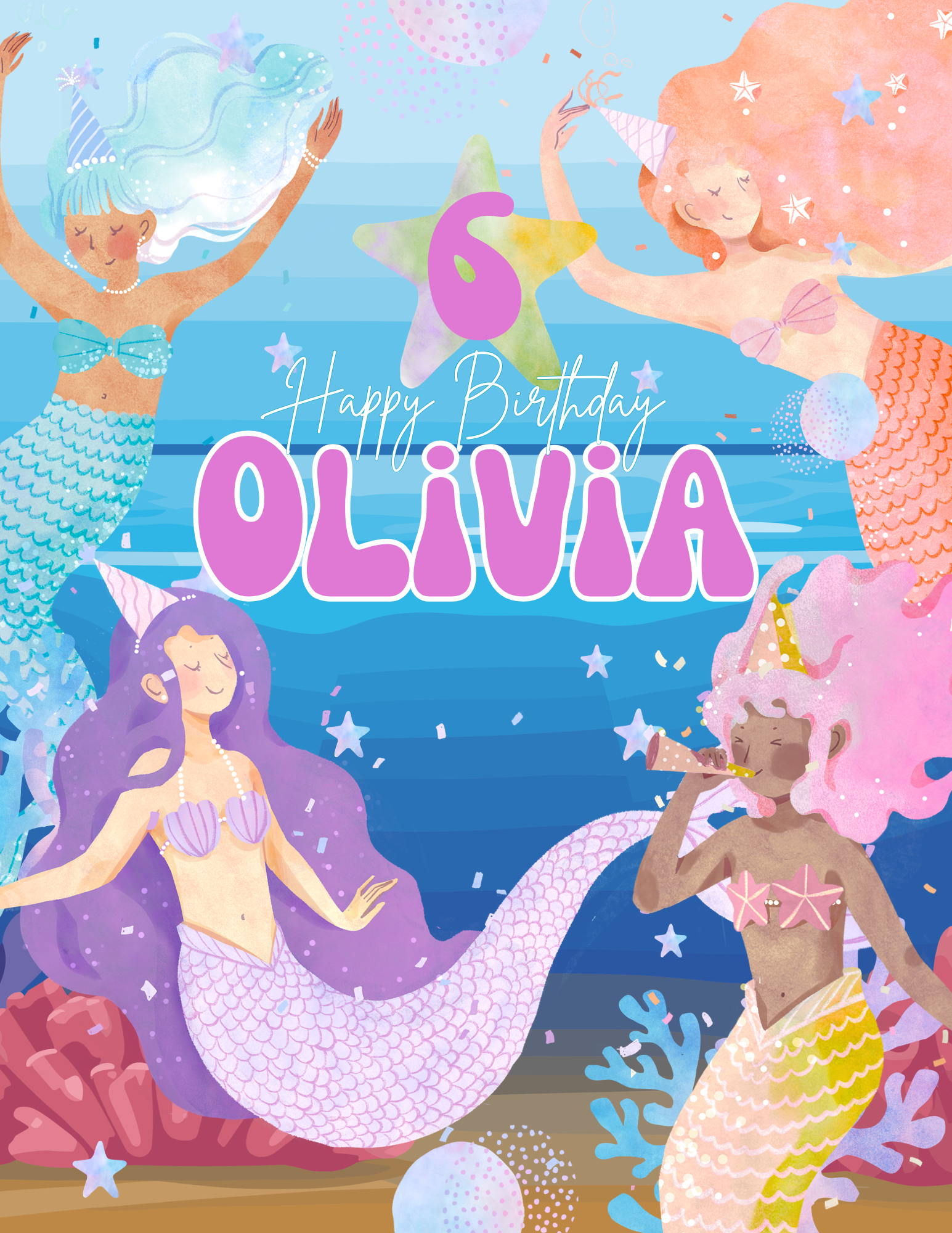 Mermaid Digital Invitation Bundle