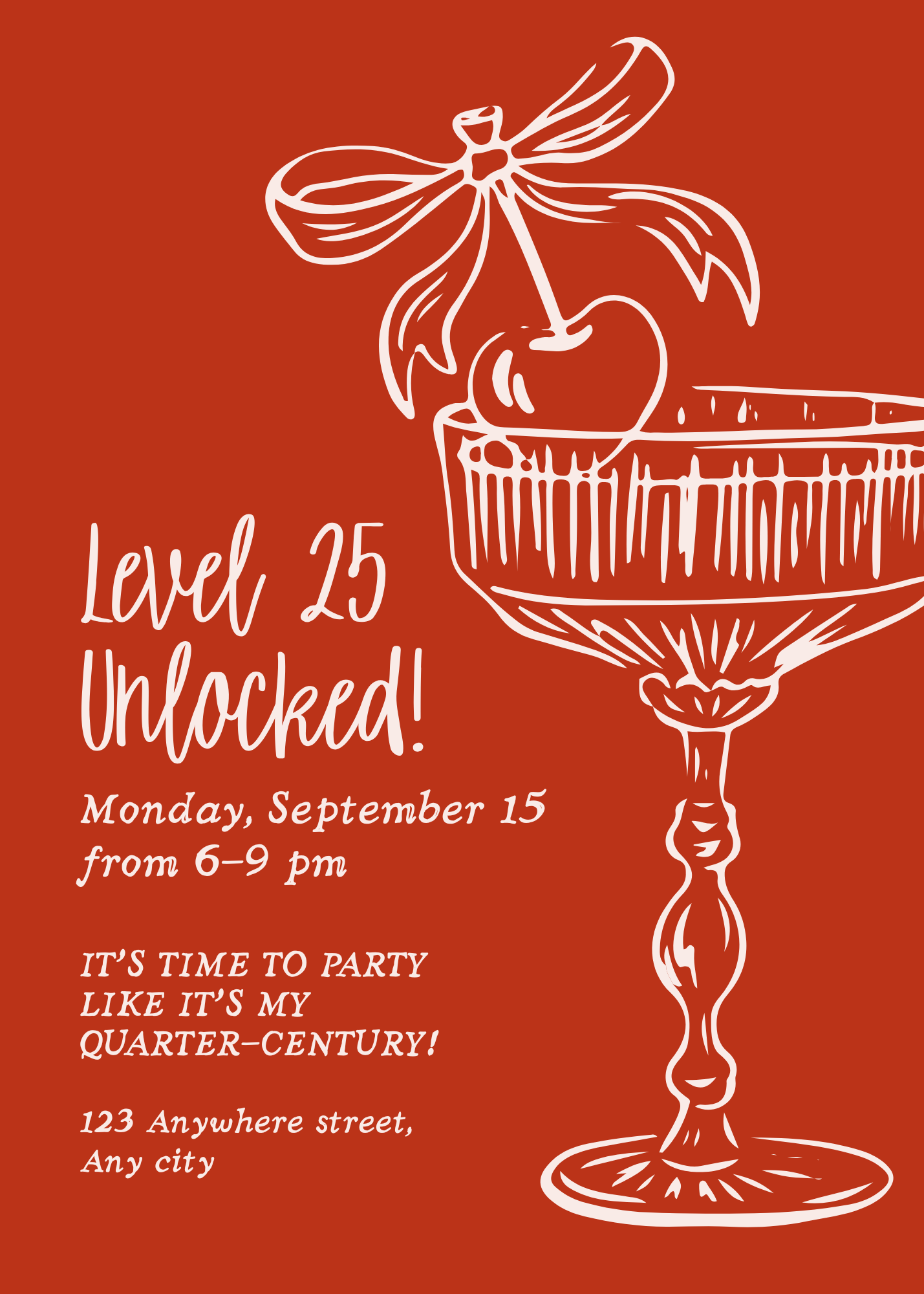 Editable Cherry Cocktail Invitation